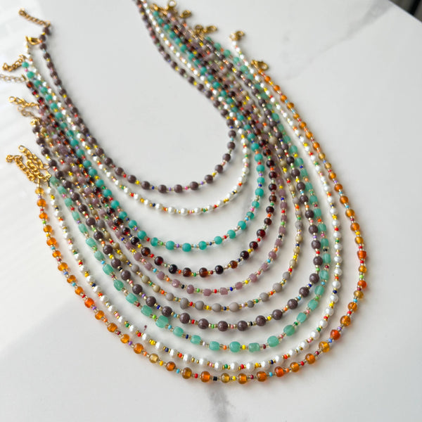 Glass Beaded Necklace, Handmade Necklace, Cute Jewelry