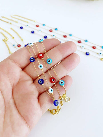 Tiny Evil Eye Anklet, Minimalist Evil Eye Ankle Bracelet