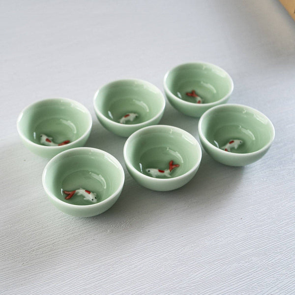 2.5"D Koi Fish Kung Fu Tea Cups 6 Piece Set (1/60)