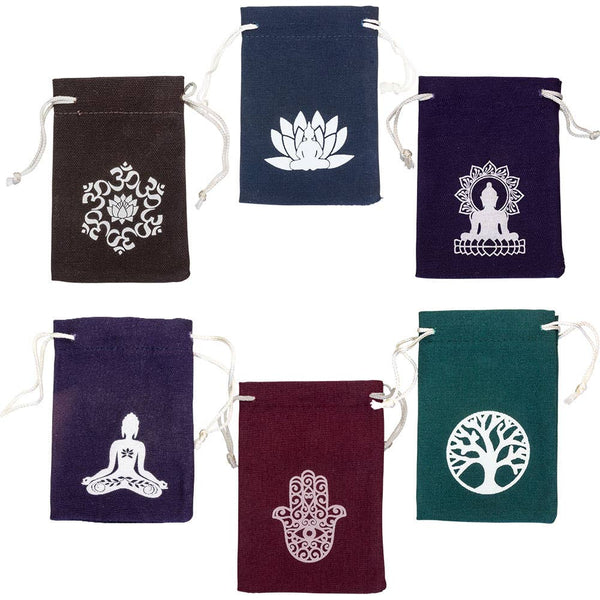 Printed Cotton Pouch- Asst'D Patterns (Set of 6)