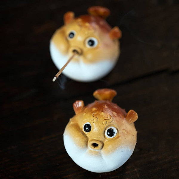 Gohobi Handmade Ceramic YiXing Clay Puffer Fish Ornament Tea