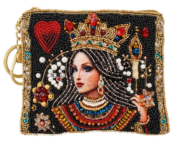 The Queen Playing Card Beaded Coin Purse