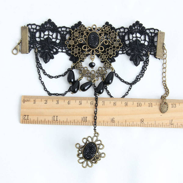 HALLOWEEN  GOTHIC LACE BRACELET WITH RING JEWELRY_CWMM0149