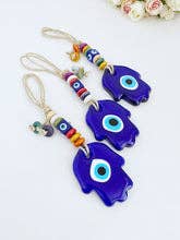 Blue Evil Eye Wall Hanging, Glass Hamsa Wall Hanging