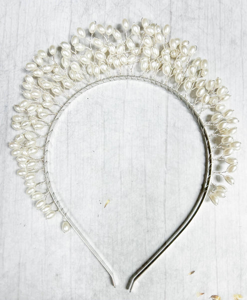 White Pearl Halo Crown, Fairy Silver Crown, Princess Crown