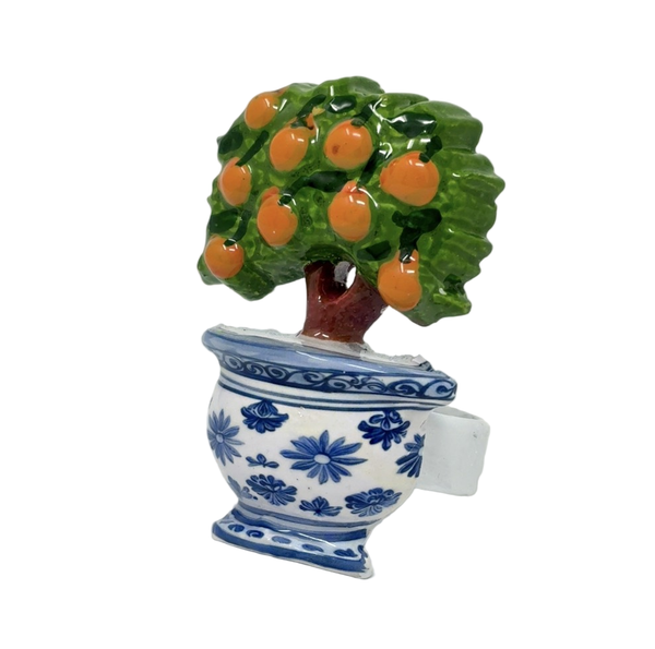 Blue Cachepot Orange Topiary Napkin Ring