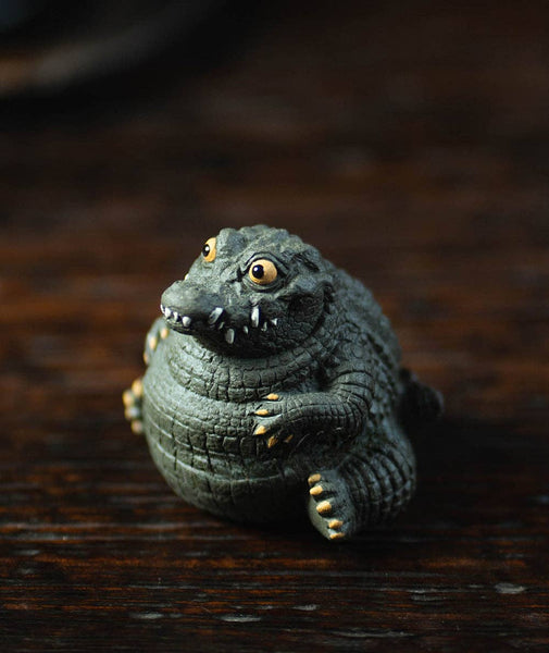 Gohobi Handmade Ceramic YiXing Clay Large Crocodile Ornament