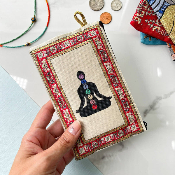 7 Chakras Coin Purse, Boho Coin Purse, Handmade Fabric Pouch
