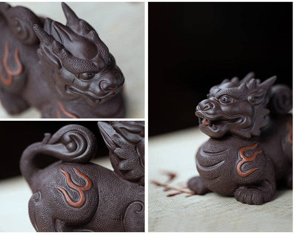 Gohobi Handmade Ceramic YiXing Clay Qilin Ornament Tea pet