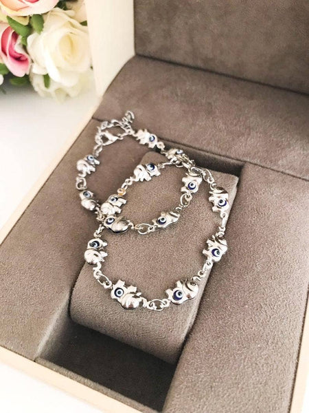 Elephant Evil Eye Bracelet, Lucky Charm Bracelet