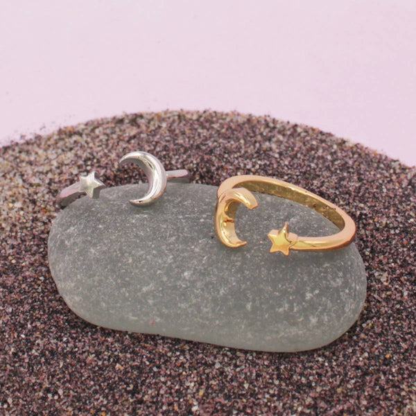 Silver Star Moon Adjustable Toe Rings