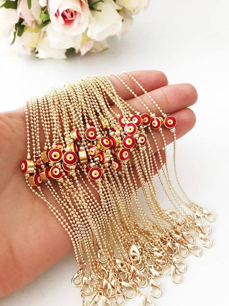 Evil Eye Bead Bracelet, Minimalist Bracelet, Gold Chain Bracelet