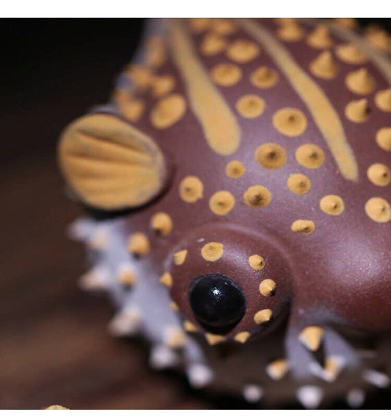 Gohobi Handmade pufferfish ornaments Tea pets ceramic YiXing