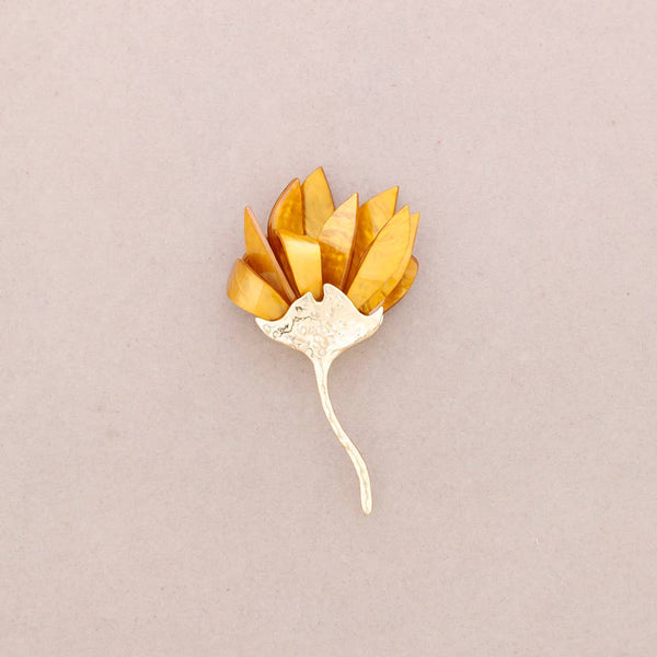 Resin Metal Flower Brooch