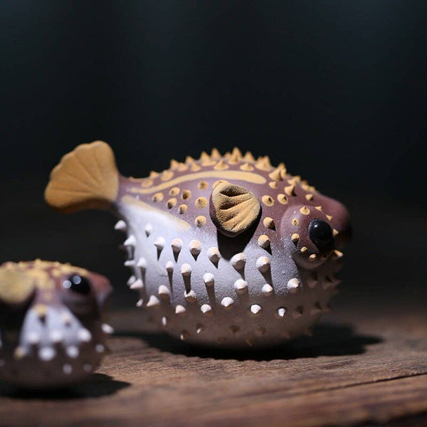 Gohobi Handmade pufferfish ornaments Tea pets ceramic YiXing