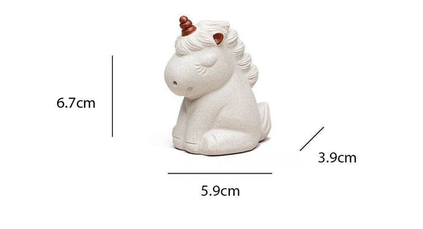 Gohobi Handmade unicorn ornaments white horse Tea pets ceram