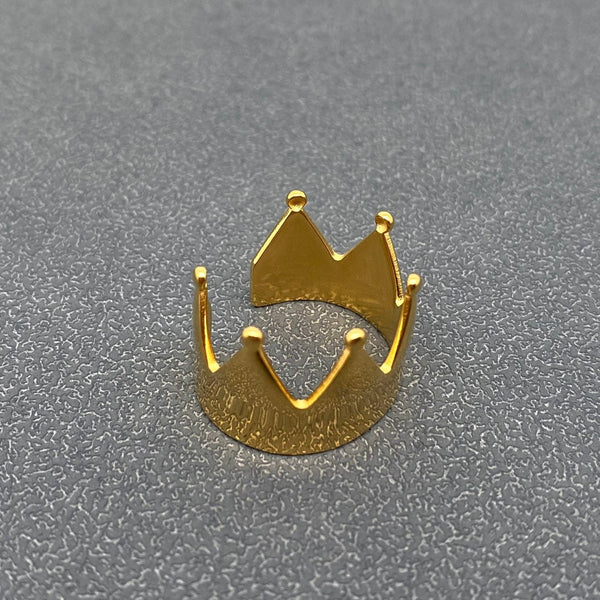 18K Gold Plated Stainless Steel Crown Adjustable Ring - FGS
