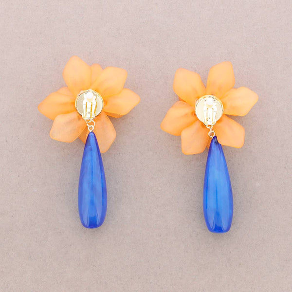 Resin Drop Flower Pendant Earrings