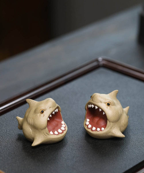 Gohobi Handmade Ceramic YiXing Clay Shark Fish Ornament Tea pet