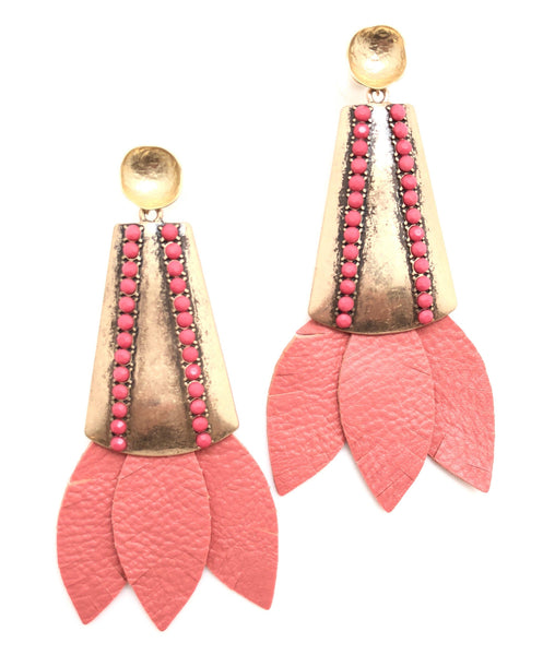 Tinsley Leather Earrings Navy