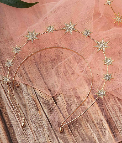 Stars Goddess Crown Halo Headband Cown Tiara, Boho Headpiece
