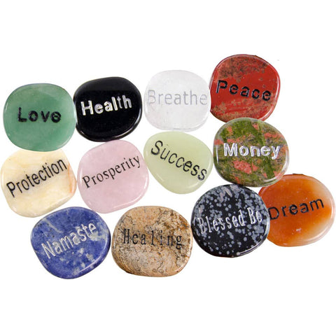 Worry Stones Engraved Positive Words (Pack of 24 Assorted)