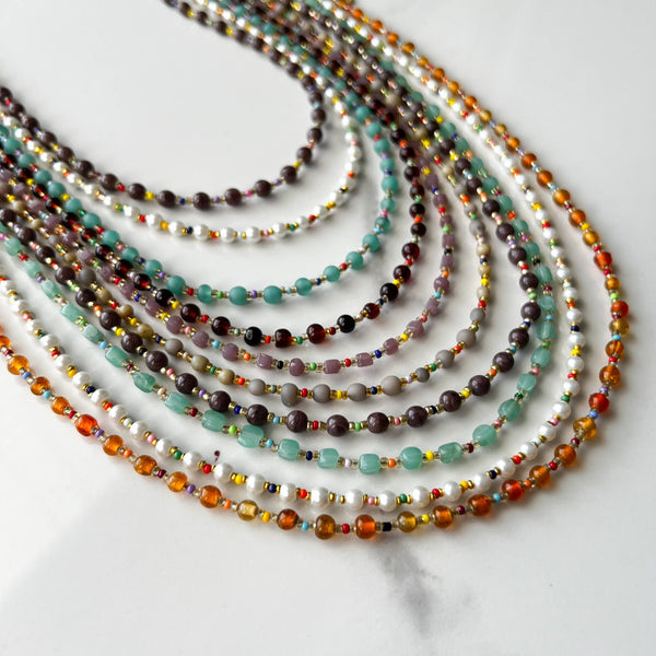 Glass Beaded Necklace, Handmade Necklace, Cute Jewelry