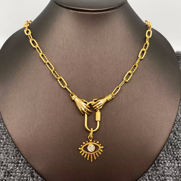 Holding the Evil Eye Charm 18K Gold Plated Necklace