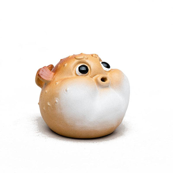 Gohobi Handmade Ceramic YiXing Clay Puffer Fish Ornament Tea