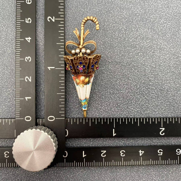Vintage Enamel Umbrella Post Earrings