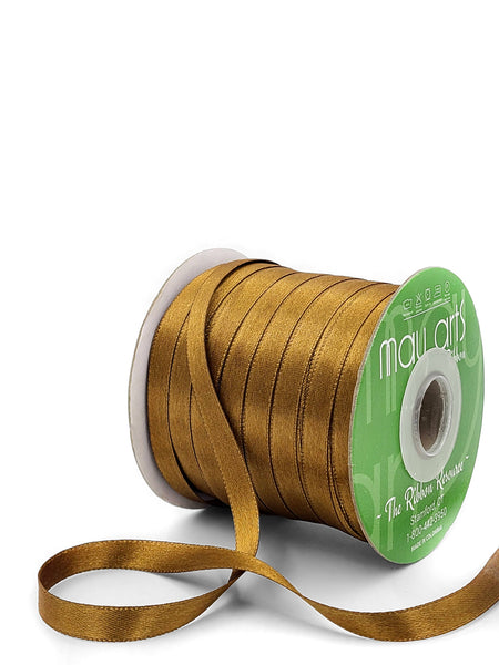 ~3/8"Luster Double Face Satin Ribbon, Antique Gold