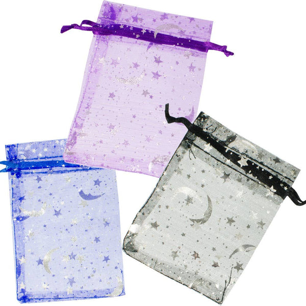 Organza Bags Spirals and Stars Assorted Colors (Pack of 12)