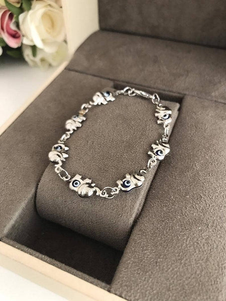 Elephant Evil Eye Bracelet, Lucky Charm Bracelet