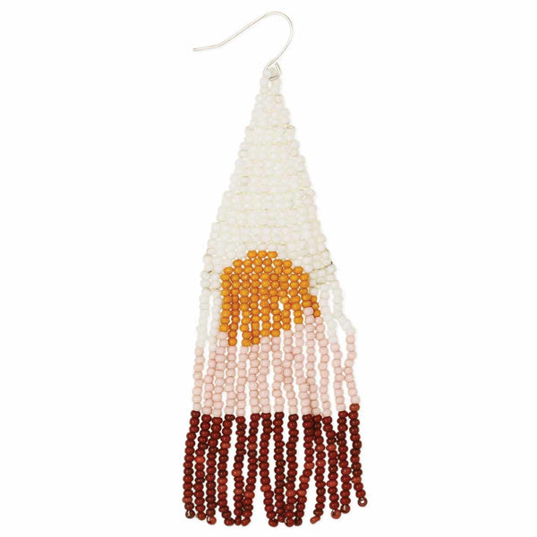Desert Sunrise Seed Bead Fringe Earrings