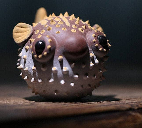 Gohobi Handmade pufferfish ornaments Tea pets ceramic YiXing