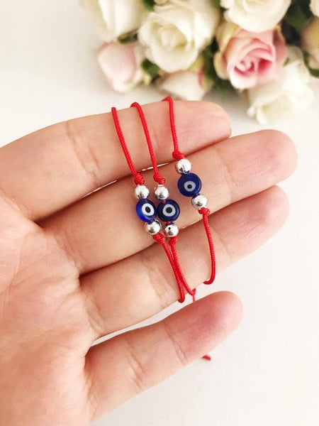 Evil Eye Bead Bracelet, Adjustable Red String Bracelet, Turkish Evil Eye