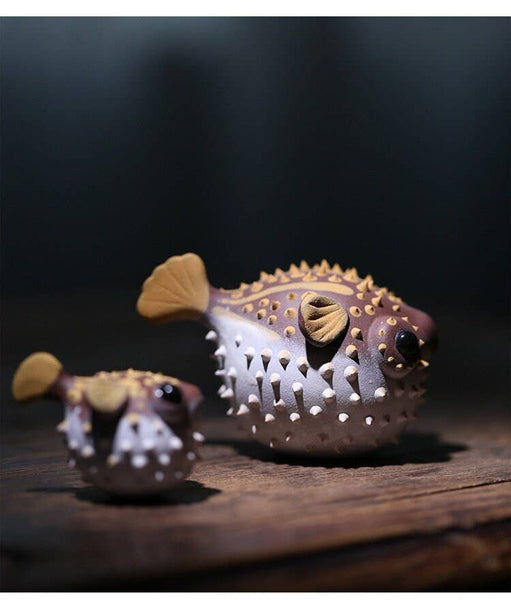 Gohobi Handmade pufferfish ornaments Tea pets ceramic YiXing