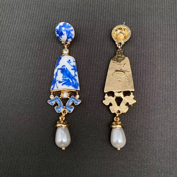 Vintage Ceramics Dangle Earrings