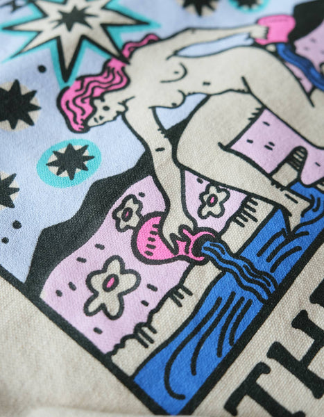 The Star Tarot Canvas Tote Bag with Vegan Leather Handles