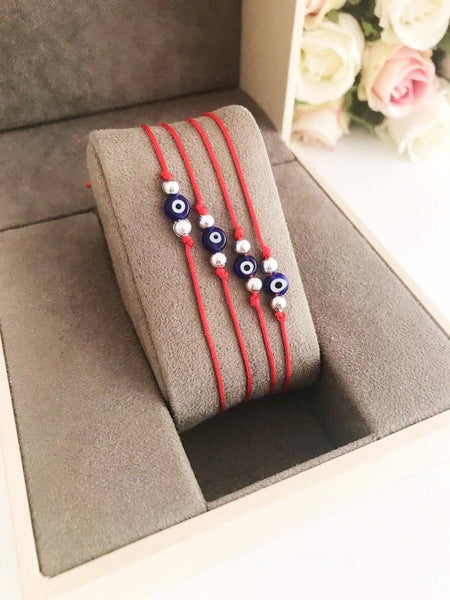 Evil Eye Bead Bracelet, Adjustable Red String Bracelet, Turkish Evil Eye
