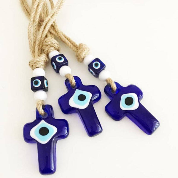 Cross Evil Eye Wall Hanging, Evil Eye Home Decor, Religious