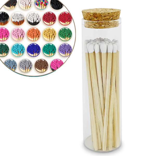4" Matches in Chic Cork Top Jar - Colors of Your Choice