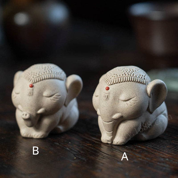 Gohobi Handmade Ceramic YiXing Clay Elephant Ornament Tea