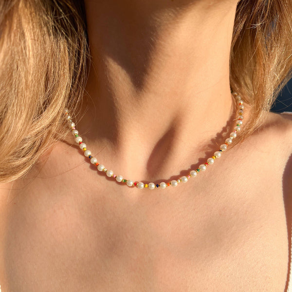 Glass Beaded Necklace, Handmade Necklace, Cute Jewelry