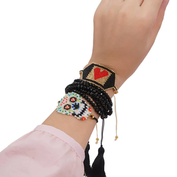 Heart Seed Bead Braided Bracelet