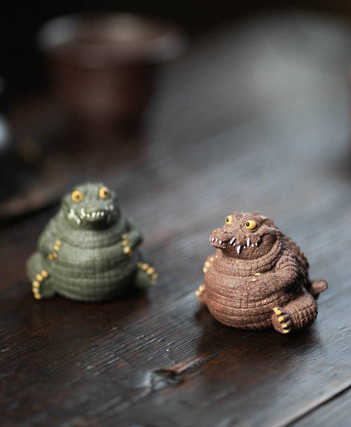 Gohobi Handmade Ceramic YiXing Clay Large Crocodile Ornament