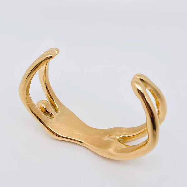 Woman Body 18K Gold Plated Stainless Steel Cuff Bangle - FGS