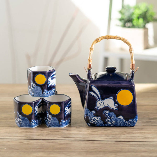 Moon Rabbit Design Tea Set 20oz Tea Pot with 4 Hexagon Cups (4/8)