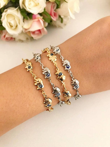Elephant Evil Eye Bracelet, Lucky Charm Bracelet