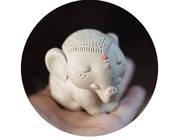 Gohobi Handmade Ceramic YiXing Clay Elephant Ornament Tea